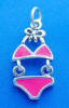 sterling silver pink enamel bikini charm