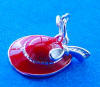 sterling silver red enamel hat charm