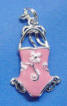 sterling silver pink enamel bathing suit with light pink enamel flowers charm