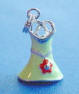 sterling silver lime green enamel sundress with orange enamel flower charm