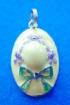 sterling silver yellow enamel hat charm with pink enamel flowers and green enamel bow
