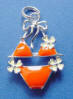 sterling silver orange enamel bikini charm with yellow enamel flowers