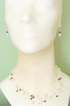 5-strand pearl and crystal bridal necklace and earrings jewelry set