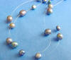 black (peacock) pearls on a double-strand illusion bridesmaid necklace - notice all the colors you can see in the peacock pearls