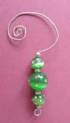 sterling silver rhinestone cat's eye beads Christmas ornament hanger