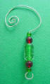 sterling silver green glass christmas ornament hanger