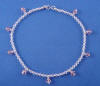 clear and vintage rose crystal anklet