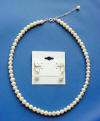 sterling silver freshwater pearl necklace and leverback earrings for bridesmaid
