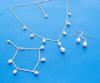 sterling silver drops of pearls necklace, bracelet and earrings wedding jewelry set