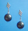 black shell pearl stud dangle earrings