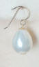 14k gold large white teardrop shell pearl earrings