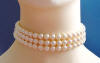 triple-strand creme rose crystal pearl choker