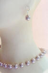 rose shell pearl necklace and leverback earrings