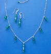 sterling silver and emerald green crystal station necklace and earrings bridesmaid jewelry set