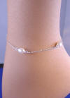 pearl, crystal, sterling silver bridal anklet