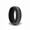 black zirconium laser engraved pattern wedding band from heavy stone rings