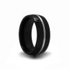 black ceramic wedding ring with sterling silver inlay