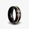 black ceramic wedding band with 18k yellow gold inlay band