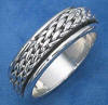 sterling silver men's woven spinner wedding band