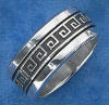 sterling silver antiqued greek key design spinner wedding band