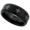 fleur de lis black tungsten carbide wedding band